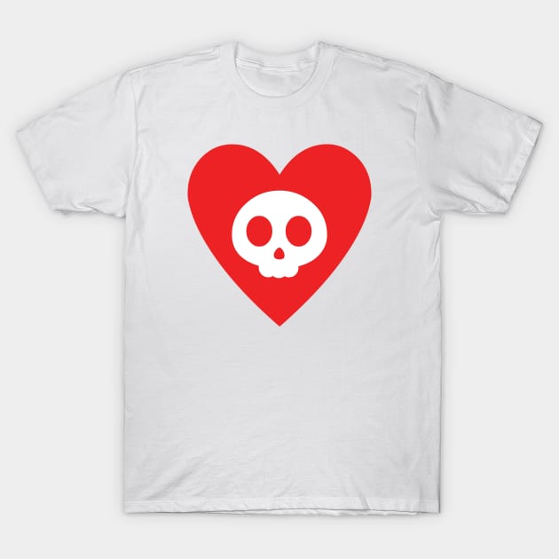 Cute Skull in Heart T-Shirt by PsychicCat